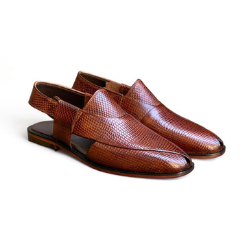 Handmade OxBlood Embosed Peshawari Chapal-On608