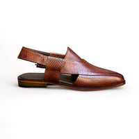 Handmade OxBlood Embosed Peshawari Chapal-On608