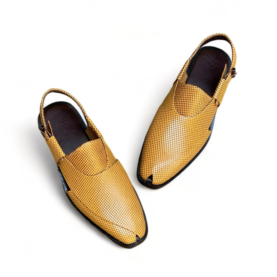 Handmade Mustard Embosed Peshawari Chapal-On604