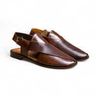 Handmade Brown Textured Peshawari Chapal-On602