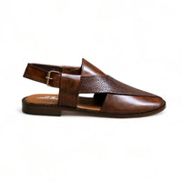 Handmade Brown Textured Peshawari Chapal-On602